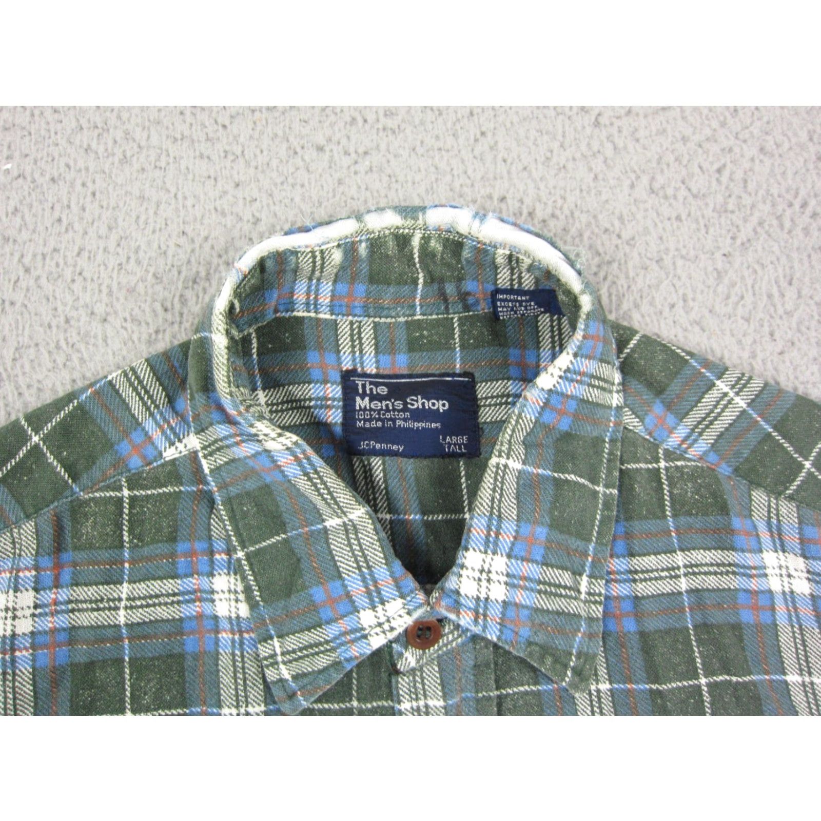 JCPenney VINTAGE The Mens Shop Shirt Mens LT Green Plaid Flannel Button-Up Size US L / EU 52-54 / 3 - 4 Thumbnail