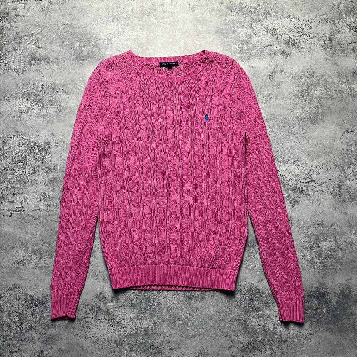 Ralph Lauren Vintage Ralph Lauren Pink Cable Knit Sweater Streetwear Y2K Size M / US 6-8 / IT 42-44 - 1 Thumbnail