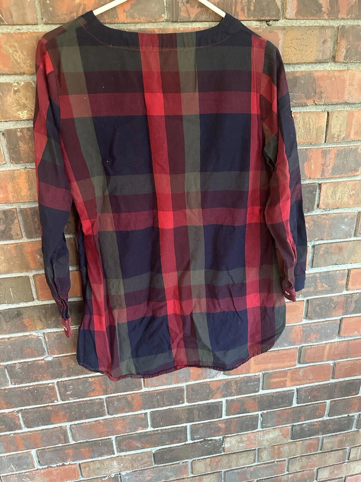 Designer Chic Red and Navy Plaid Tunic Top - Size S Size S / US 4 / IT 40 - 5 Thumbnail