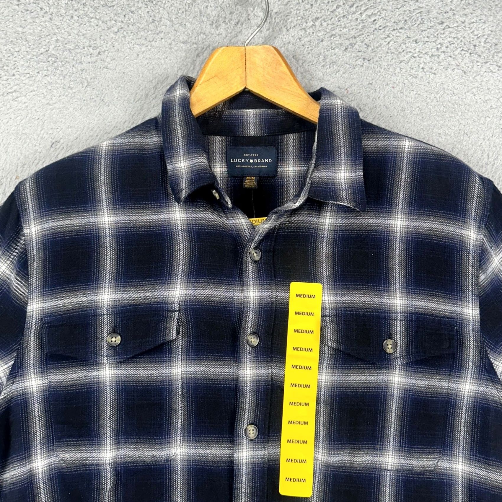 Lucky Brand Lucky Brand Mens Button-Up Shirt Medium Blue Plaid Long Sleeve Pockets NEW Size US M / EU 48-50 / 2 - 2 Thumbnail