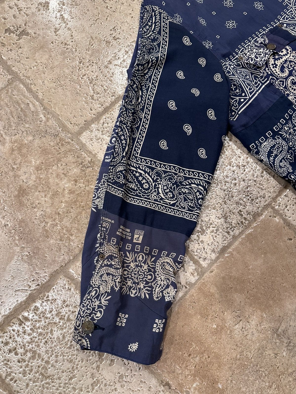 READYMADE Readymade Blue Bandana Paisley Burn Button Up Shirt Jacket Size US XL / EU 56 / 4 - 5 Thumbnail