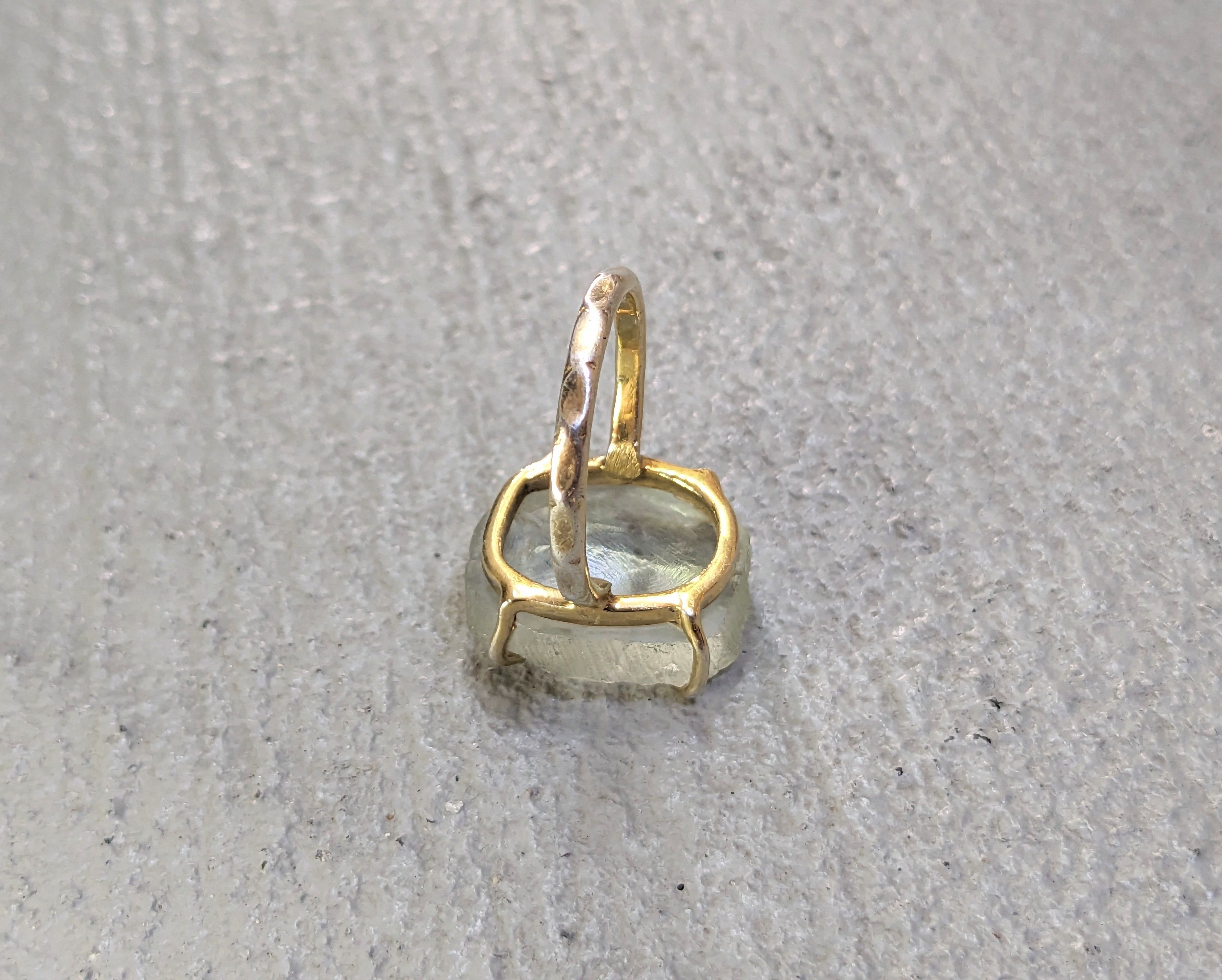 Jewelry Vintage Sterling Silver Ring Glass 7.75 Modern Gold Plated Size ONE SIZE - 9 Thumbnail