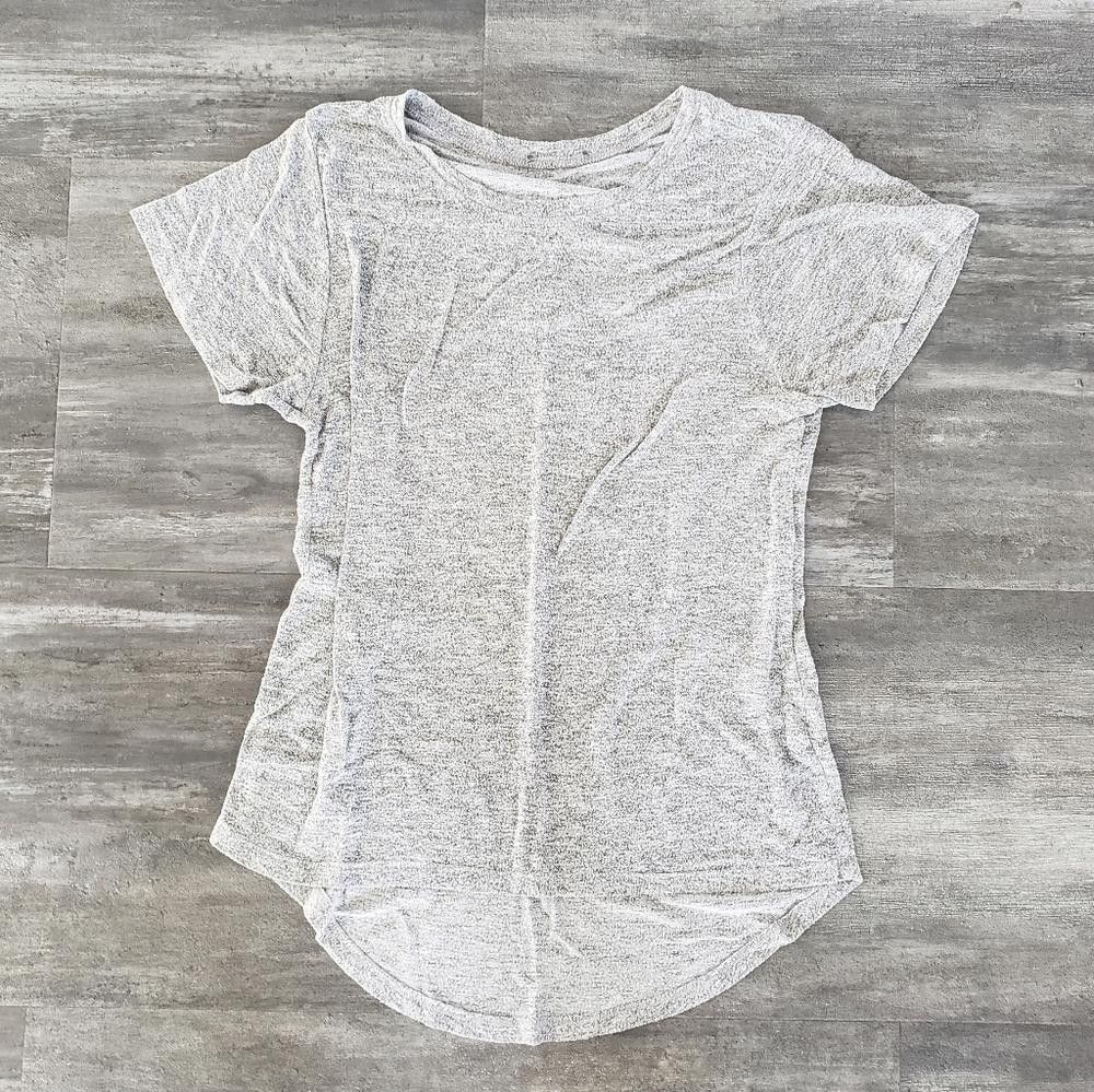 Designer Grey Heathered High Low Short Sleeve Size S / US 4 / IT 40 - 1 Thumbnail