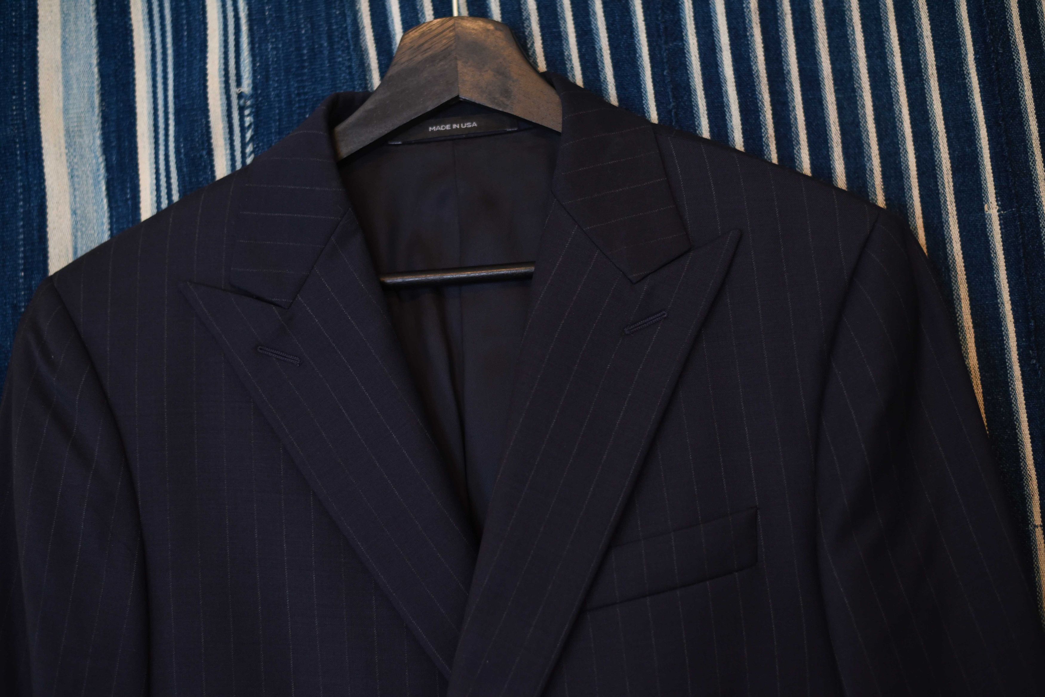 J. Press J Press Double Breasted Blazer Navy Chalk Stripe 38 Husbands Size 38R - 2 Thumbnail
