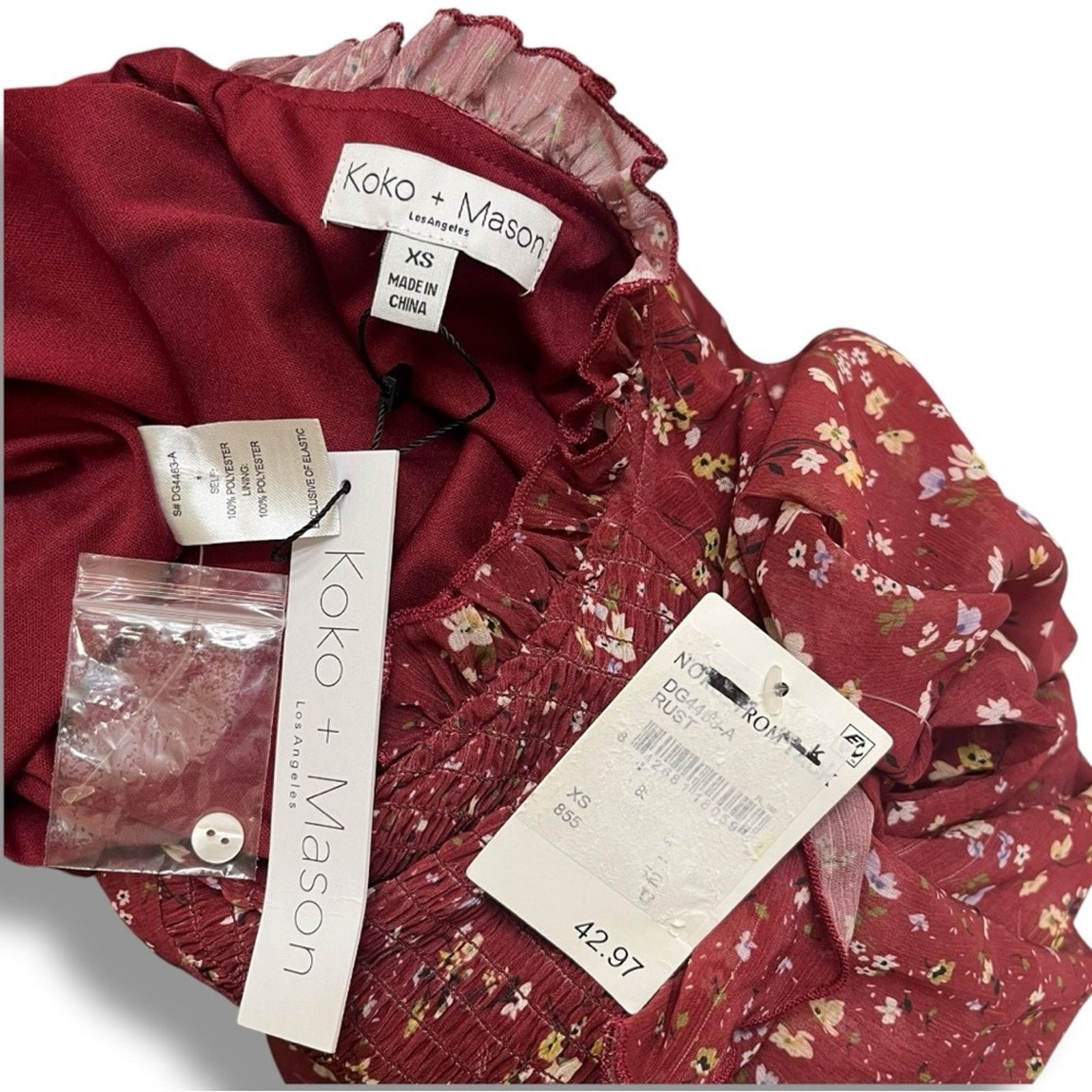 Nordstrom Koko + Mason Los Angeles lightweight floral dress NWT Size XS / US 0-2 / IT 36-38 - 5 Thumbnail