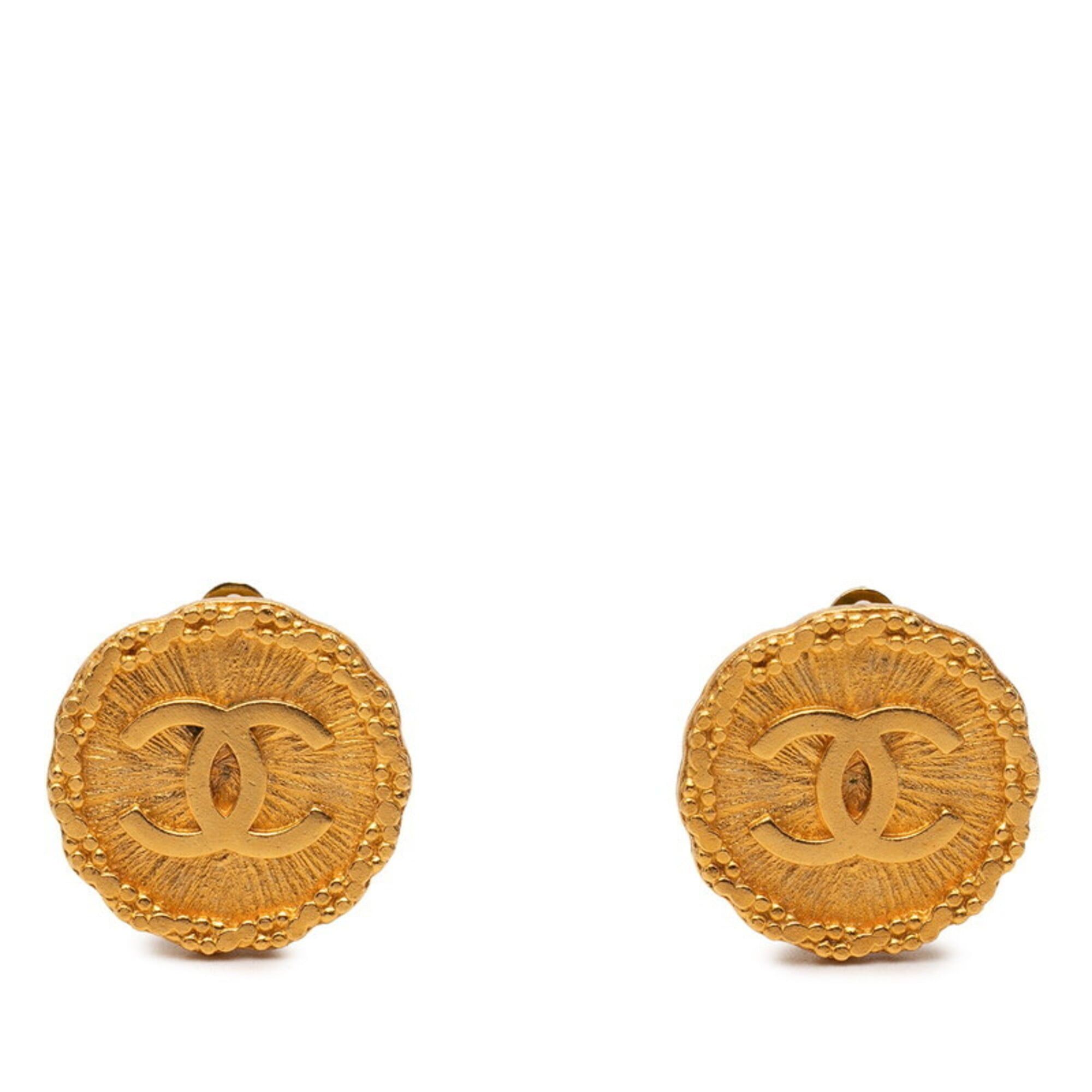 Chanel Chanel Coco Mark Vintage Round Earrings, 95A Stamp, Gold Plated, Women's CHANEL Size ONE SIZE - 1 Thumbnail