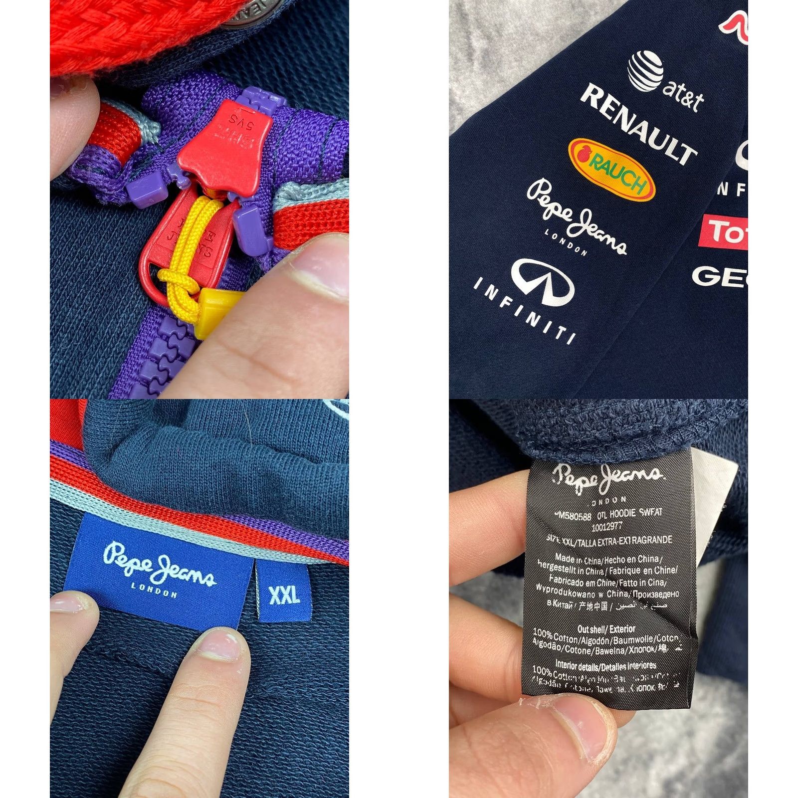Pepe Jeans Pepe Jeans Red Bull Racing Full Zip Hoodie Men 2XL Blue Sports Hooded Short Beschreibung? Size US XXL / EU 58 / 5 - 9 Thumbnail