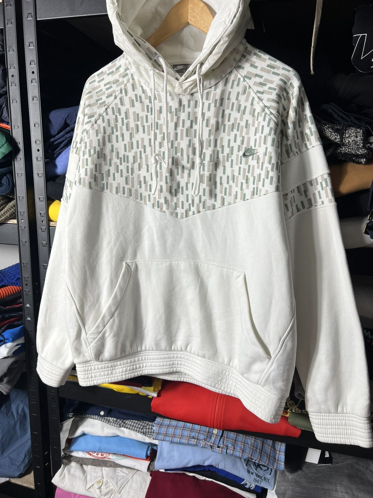 Nike Nike Vintage Double Hood Pullover Hoodie – White Pattern Size US L / EU 52-54 / 3 - 3 Thumbnail