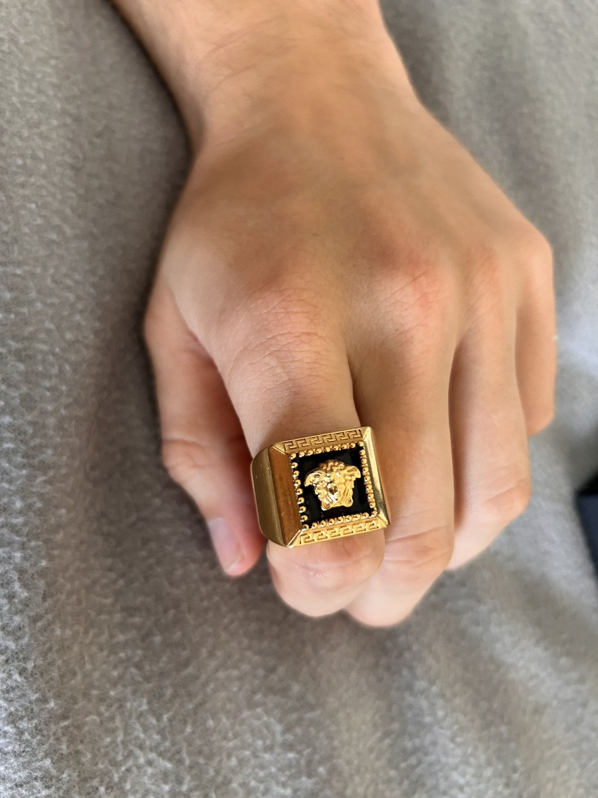 Versace Versace Medusa Black Enamel Ring Size ONE SIZE - 4 Thumbnail
