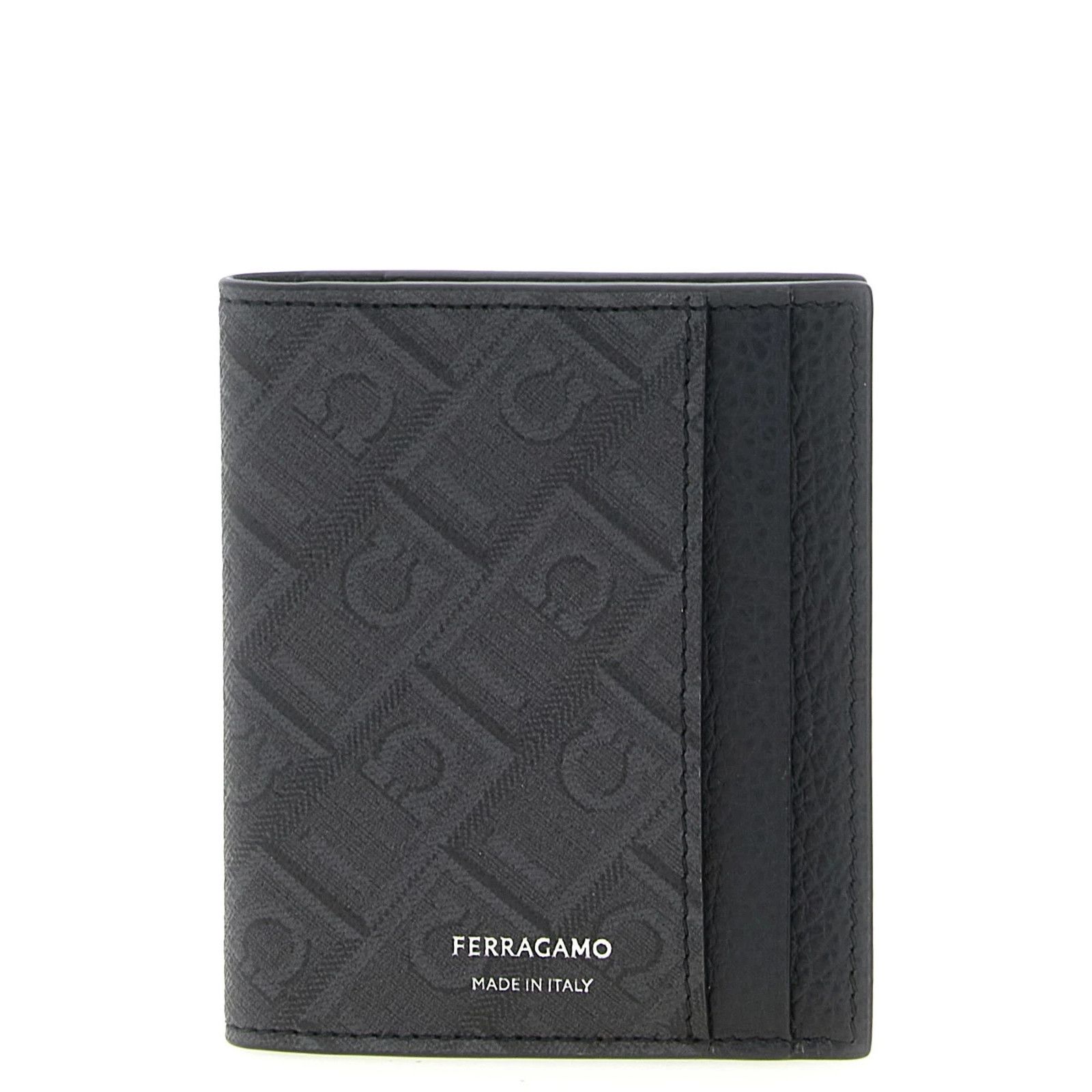 FERRAGAMO Monogram Black Leather Card Holder New & Authentic