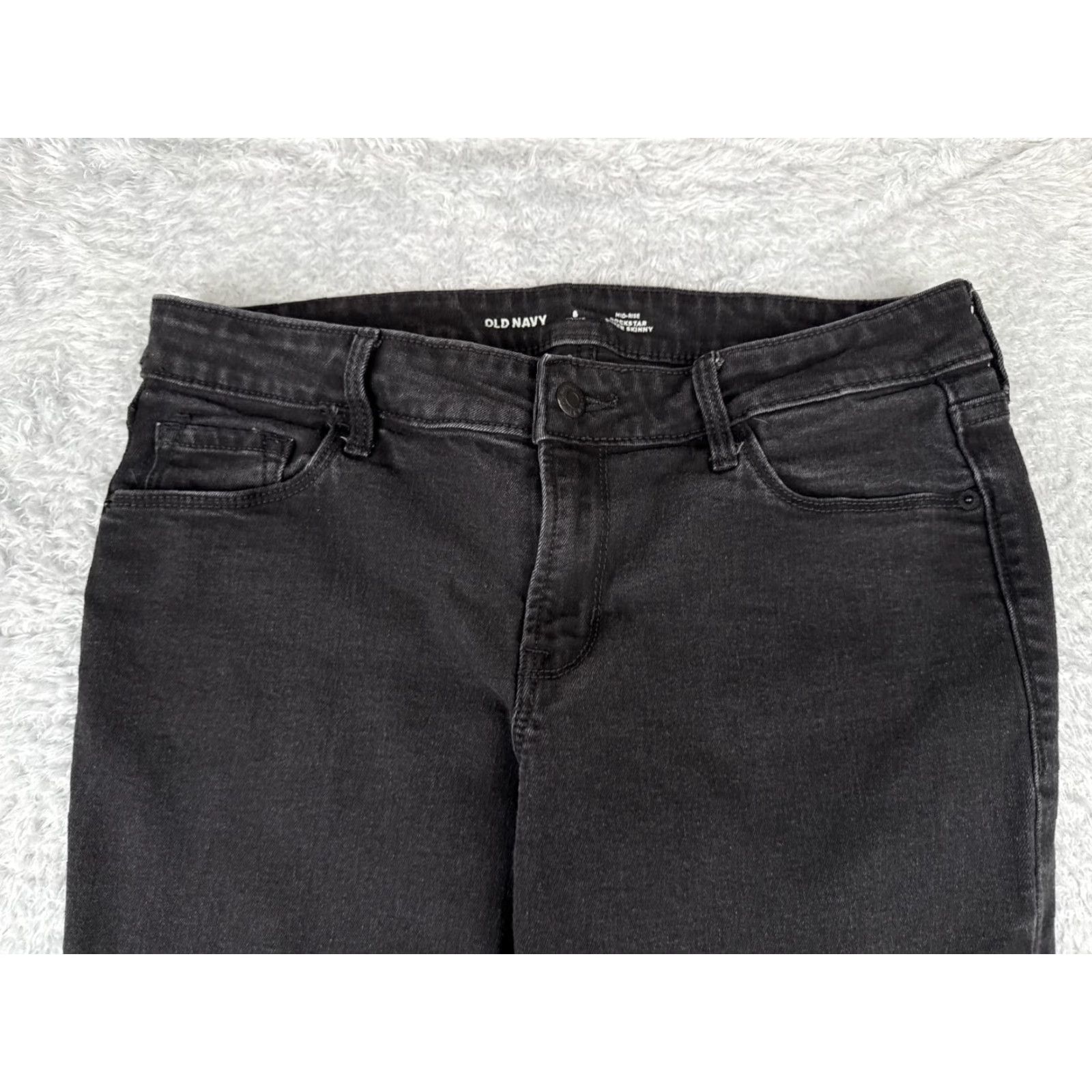 Old Navy VINTAGE Old Navy Pants Womens 8 Black Denim Jeans Rockstar Super Skinny Mid Rise 31x26 Size 30" / US 8 / IT 44 - 4 Thumbnail