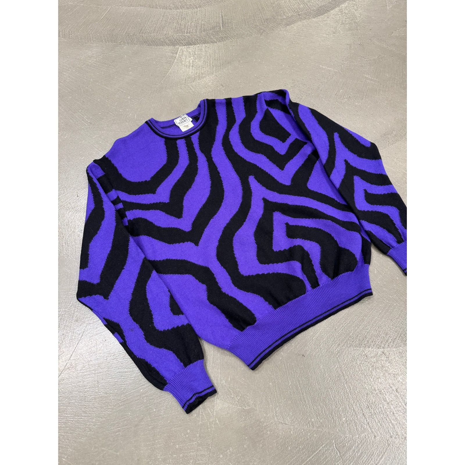 Ann Demeulemeester A/W1996 Gianni Versace runway purple zebra knit Size XXL / US 16-18 / IT 52-54 - 3 Thumbnail