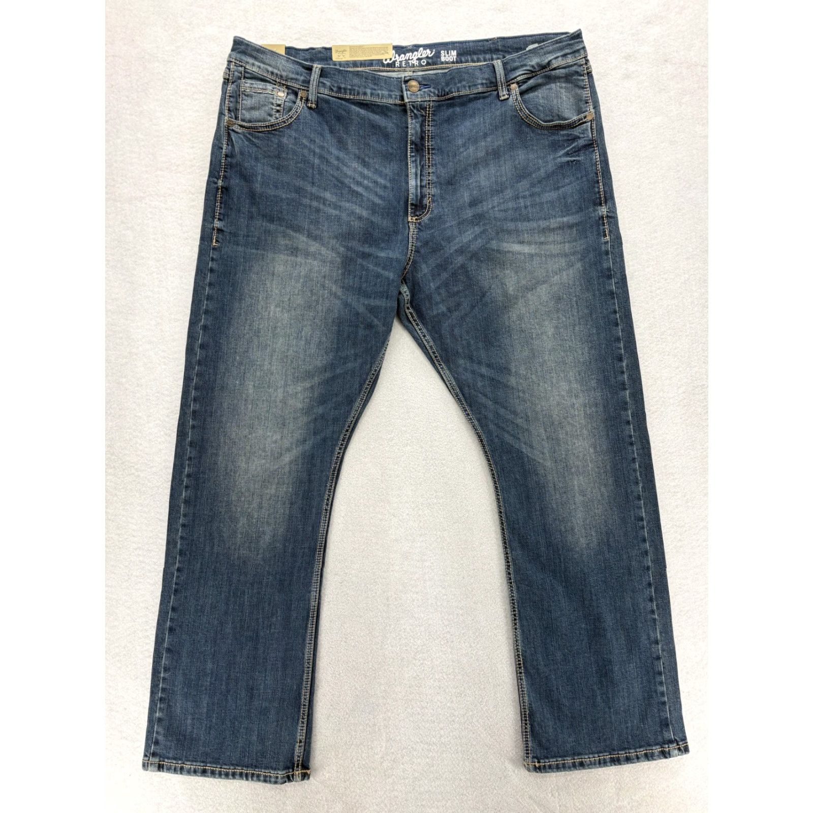 Wrangler Wrangler Retro Slim Boot Jeans Mens 42x32 Denim Stretch Blue Medium Wash Cowboy Size US 42 / EU 58 - 2 Thumbnail