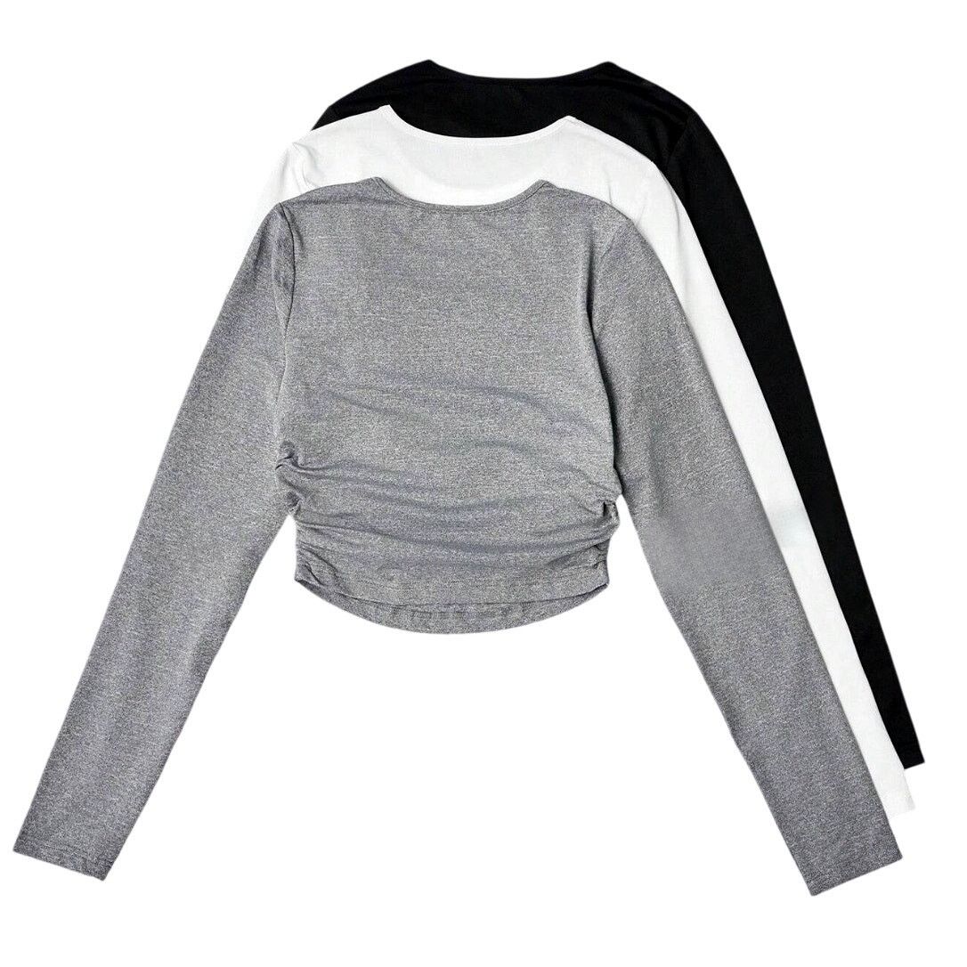 Shein 3 Piece Solid Crop Tee in Black/White/Gray, Size XL Size XL / US 12-14 / IT 48-50 - 2 Thumbnail