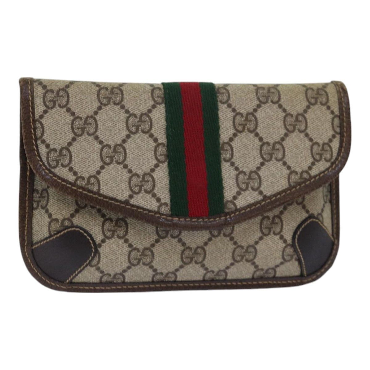 Gucci Web Beige Canvas Clutch Bag (Pre-Owned) Size ONE SIZE - 1 Thumbnail