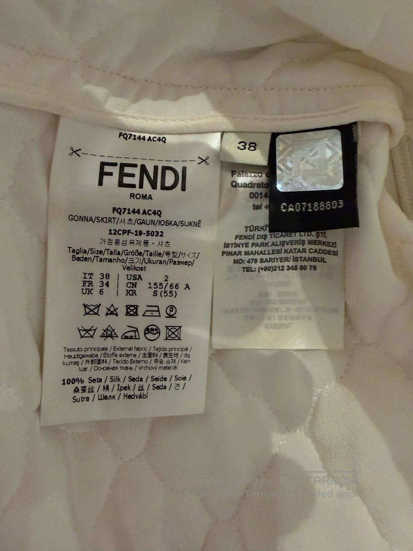 Fendi fendi white quilted cotton dress skirt. Size US 38 / EU 54 - 4 Thumbnail