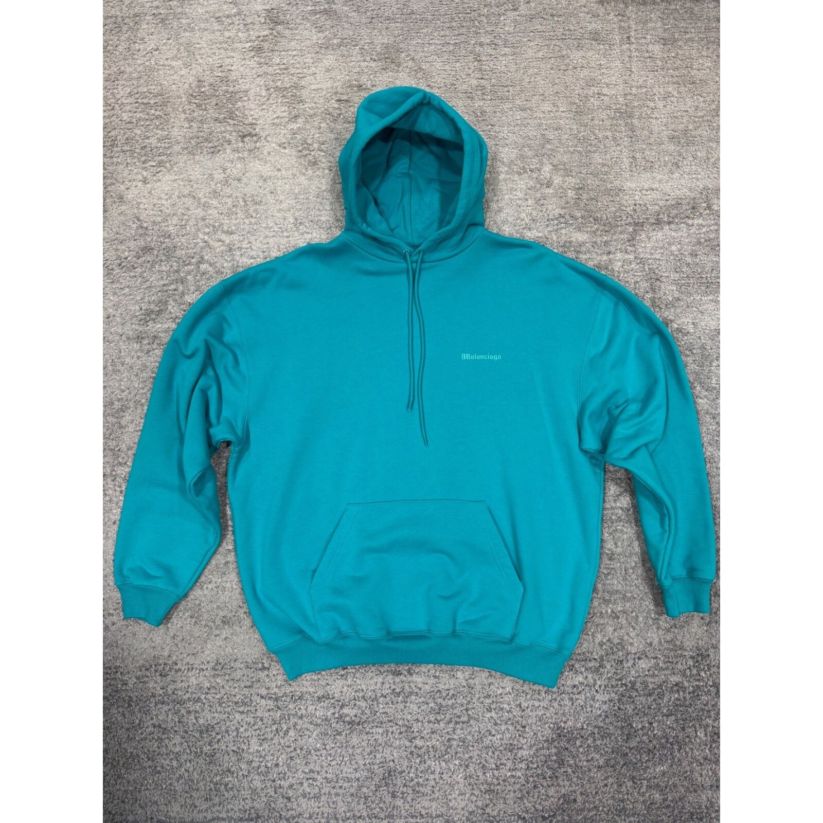 Balenciaga Balenciaga Logo Oversized Turquoise Blue Hoodie Cotton Large Size US L / EU 52-54 / 3 - 2 Thumbnail