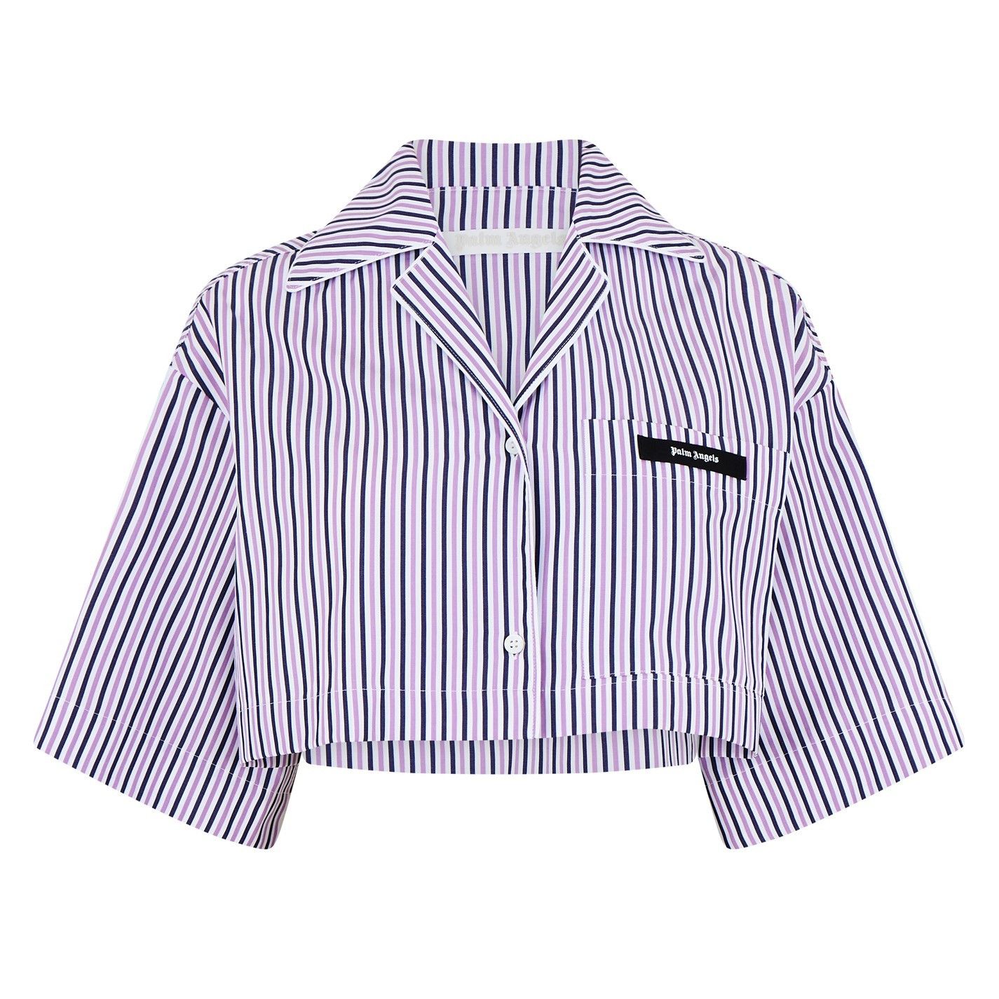 Palm Angels o1g2r1mq0325 Striped Cropped Shirt in Multicolor Size L / US 10 / IT 46 - 1 Thumbnail