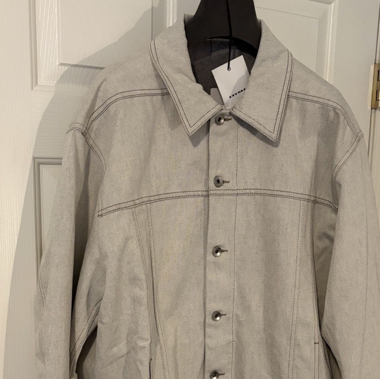 Rick Owens Drkshdw Rick Owens DRKSHDW Jumbo Worker Milk Melange Denim Jacket Size US XL / EU 56 / 4 - 2 Thumbnail