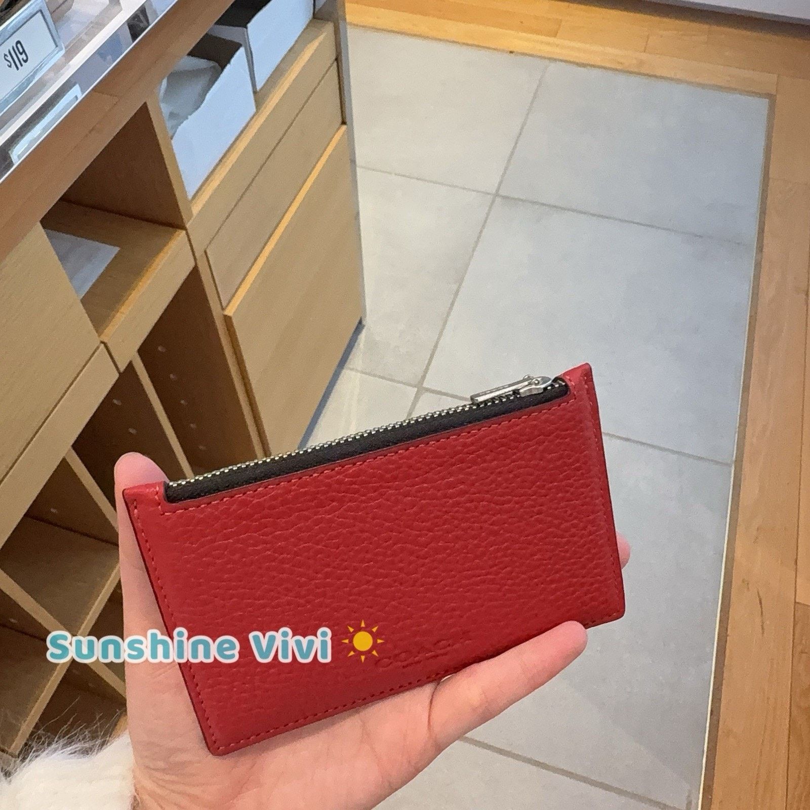 Coach NWT Coach Zip Card Case C4280 Leather Silver TRUE RED Size ONE SIZE - 5 Thumbnail