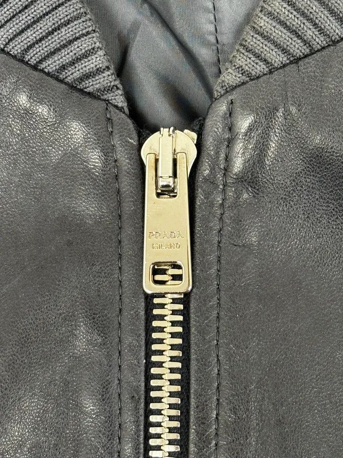 Prada AW2015 Prada Navy Leather Bomber Jacket Size US S / EU 44-46 / 1 - 8 Thumbnail