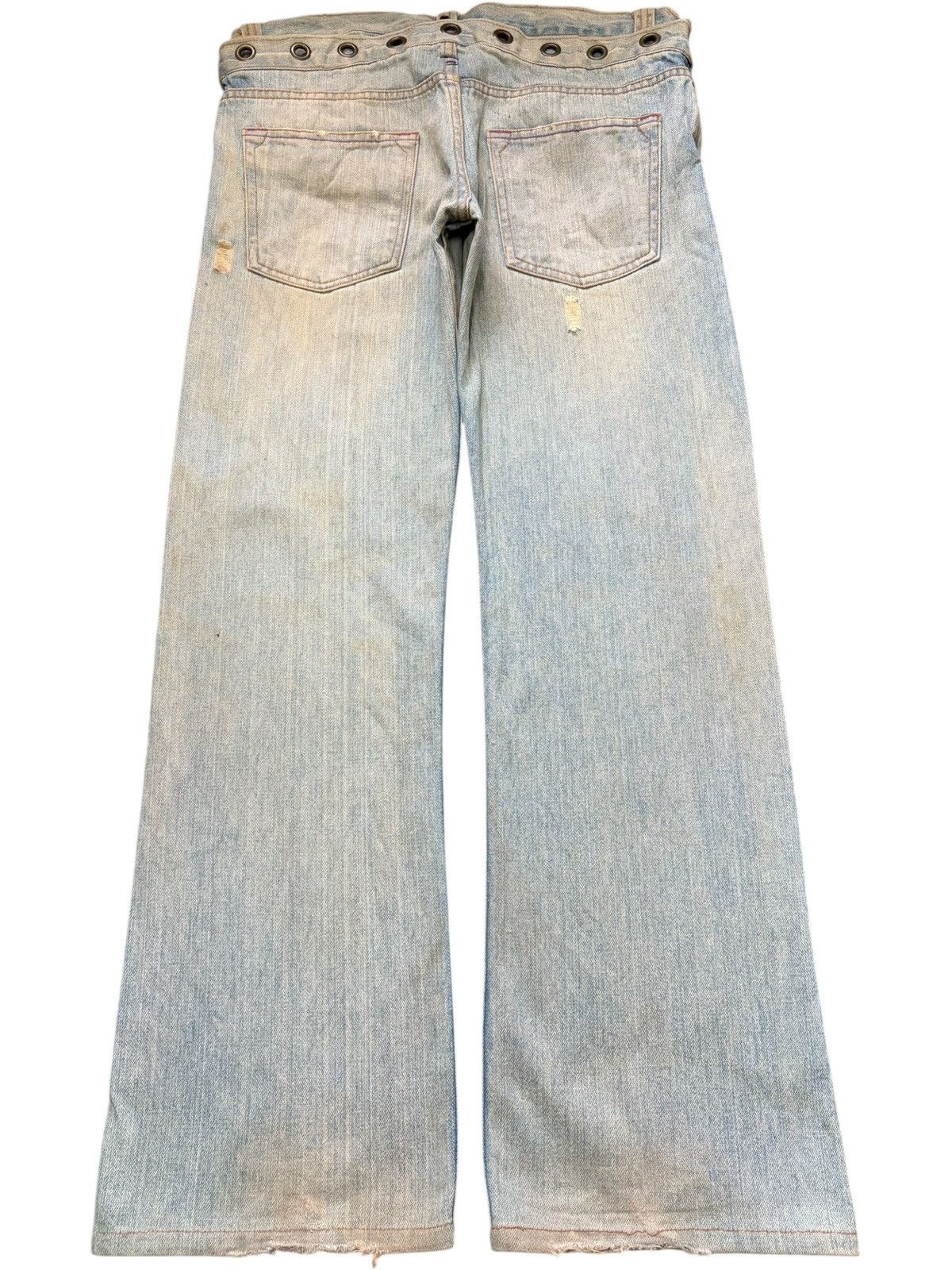 If Six Was Nine Vintage Nylaus Laced Up Double Waist Low Rise Flare Jeans Size 31" - 2 Thumbnail