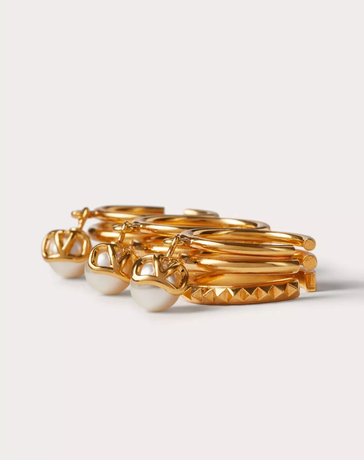 Valentino o1s1wg110426 Size: 13 / Vlogo Metal Ring Swarovski® Pearls Size ONE SIZE - 1 Thumbnail