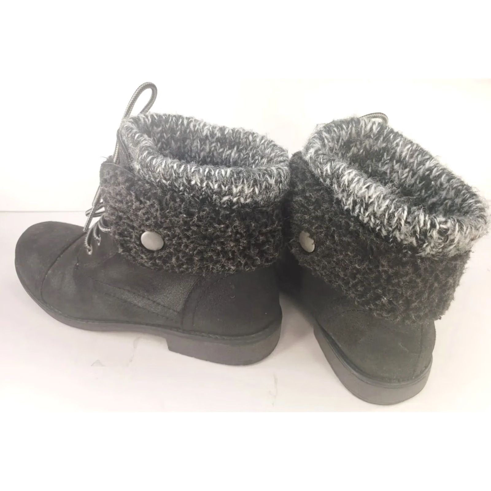 Vintage White Mountain Women's Black Sweater Top Lace Up Ankle Boots 8M Size M / US 6-8 / IT 42-44 - 5 Thumbnail