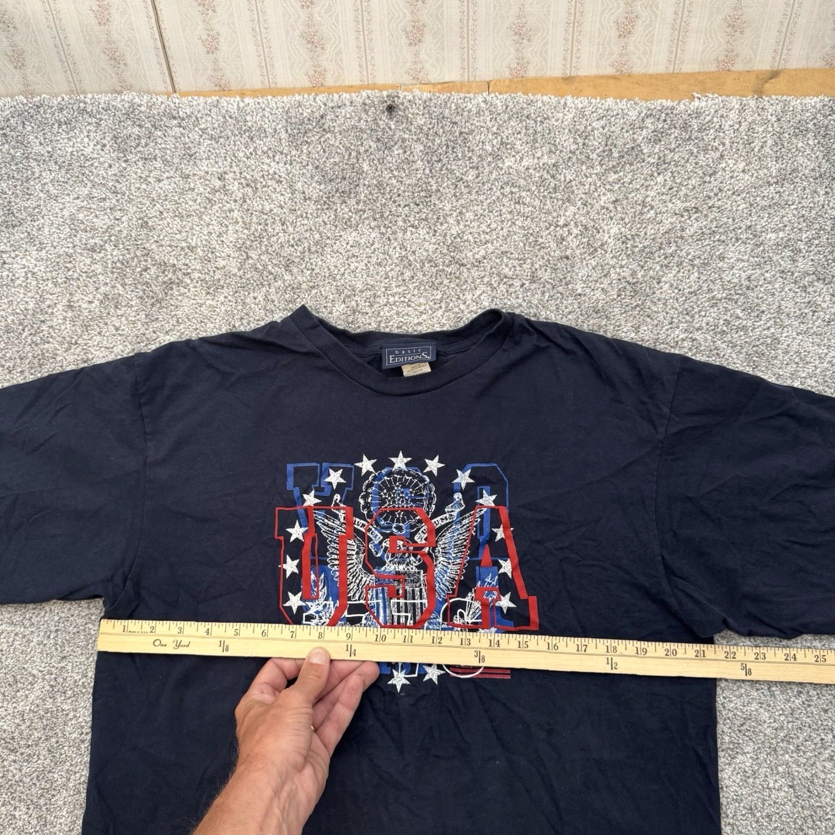 Basic Editions VINTAGE Basic Editions T-Shirt L Blue Eagle US 1776 Americana Retro Mens Short Sleeve Patriotic 90s Size US L / EU 52-54 / 3 - 2 Thumbnail