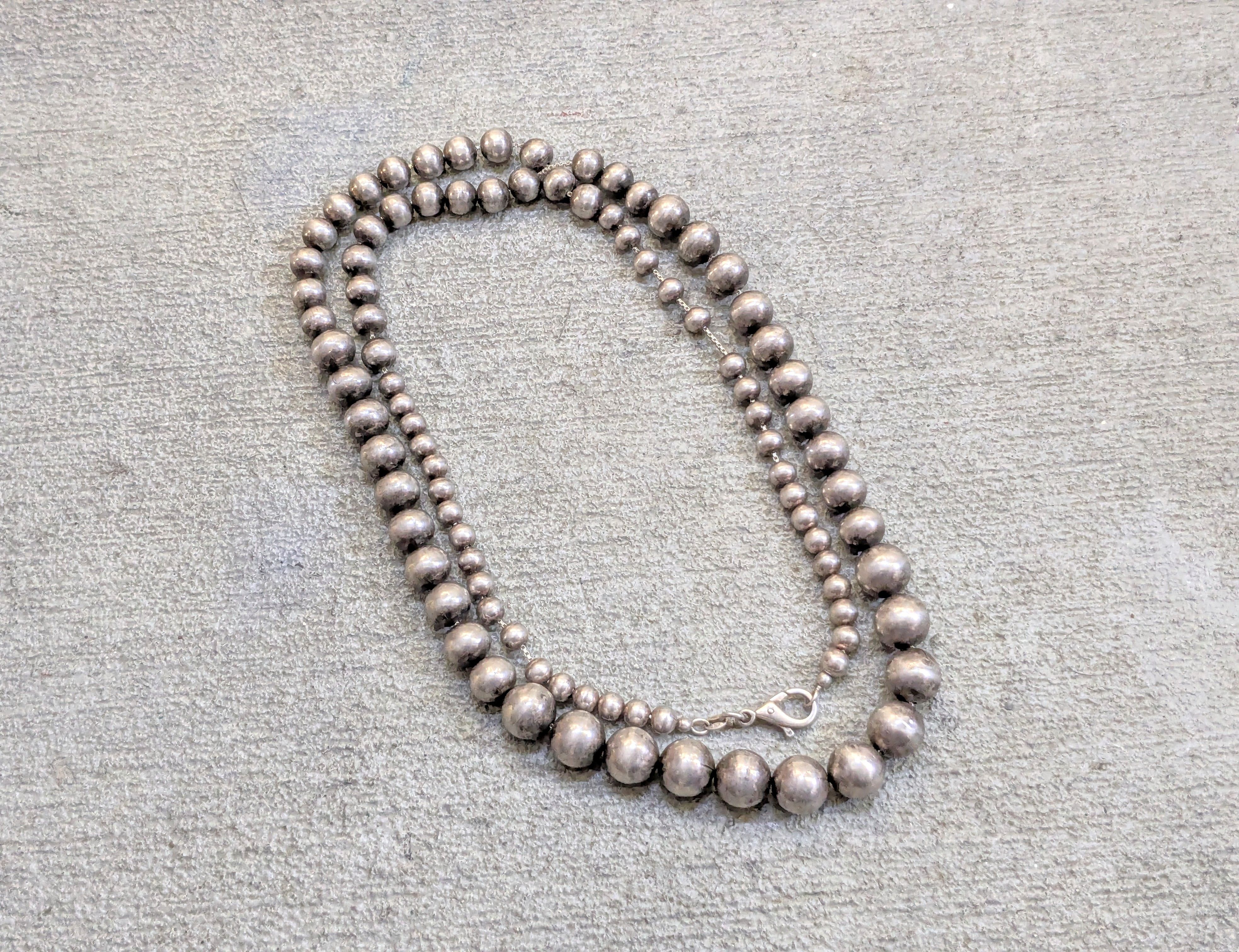 Sterling Silver Sterling Silver Necklace Ball Round Graduated Beads 32" Size ONE SIZE - 1 Thumbnail