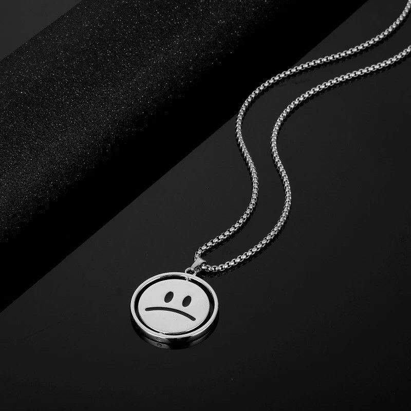 Jewelry Two Side Smile Sad Face Necklace Size ONE SIZE - 4 Thumbnail