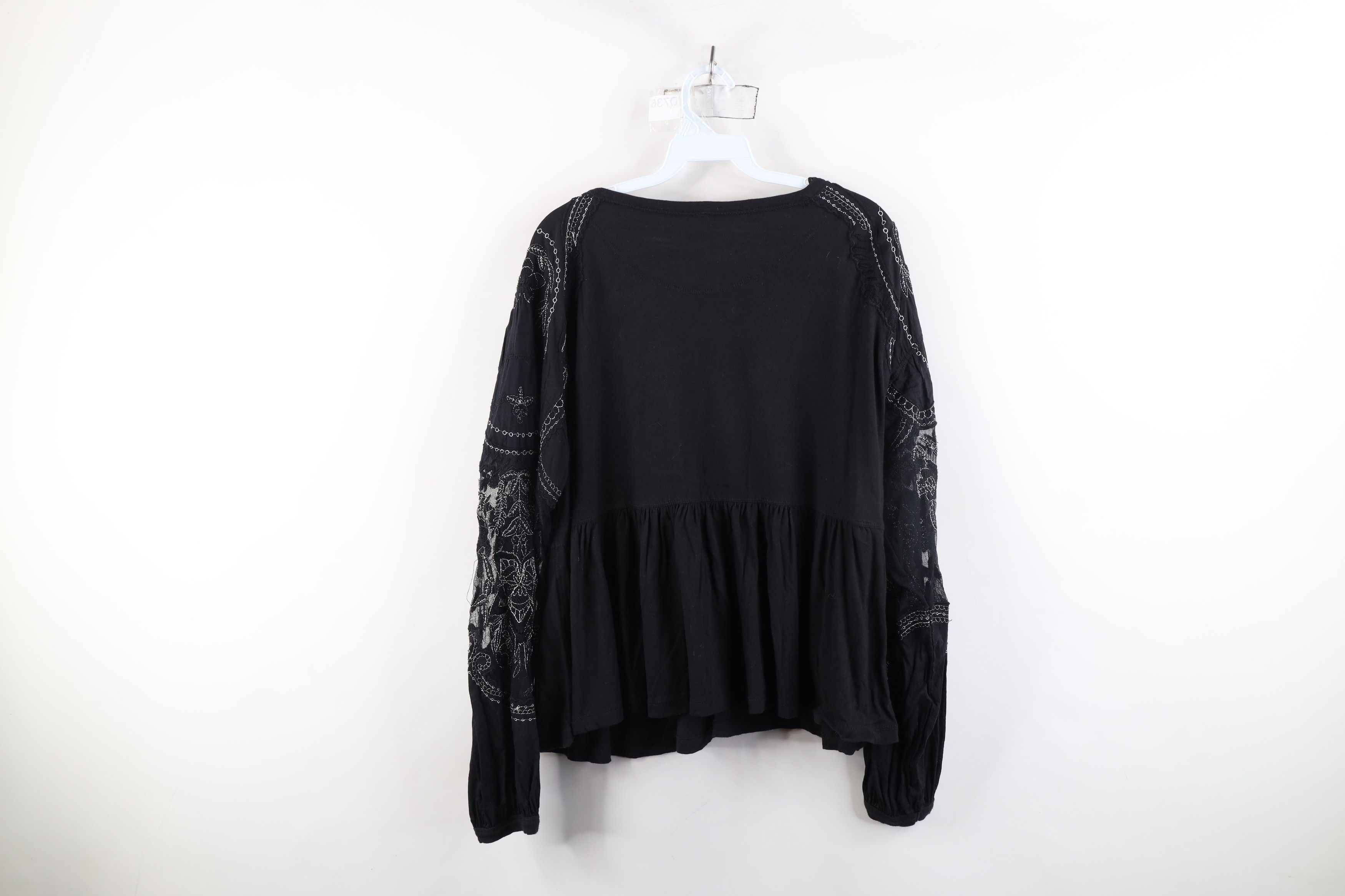 Free People × Vintage Free People Chic Ruffled Lace Flower Puff Sleeve Shirt Top Size S / US 4 / IT 40 - 11 Thumbnail