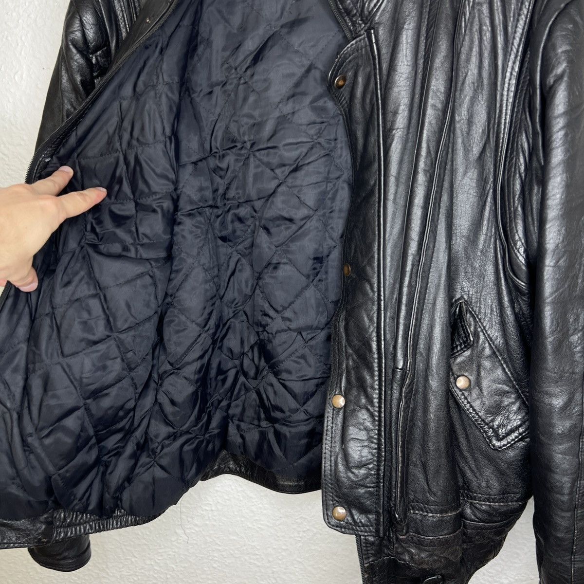 Vera Pelle × Vintage Vintage Leather Jacket Biker Ramones Black Genuine Trucker Size US M / EU 48-50 / 2 - 9 Thumbnail