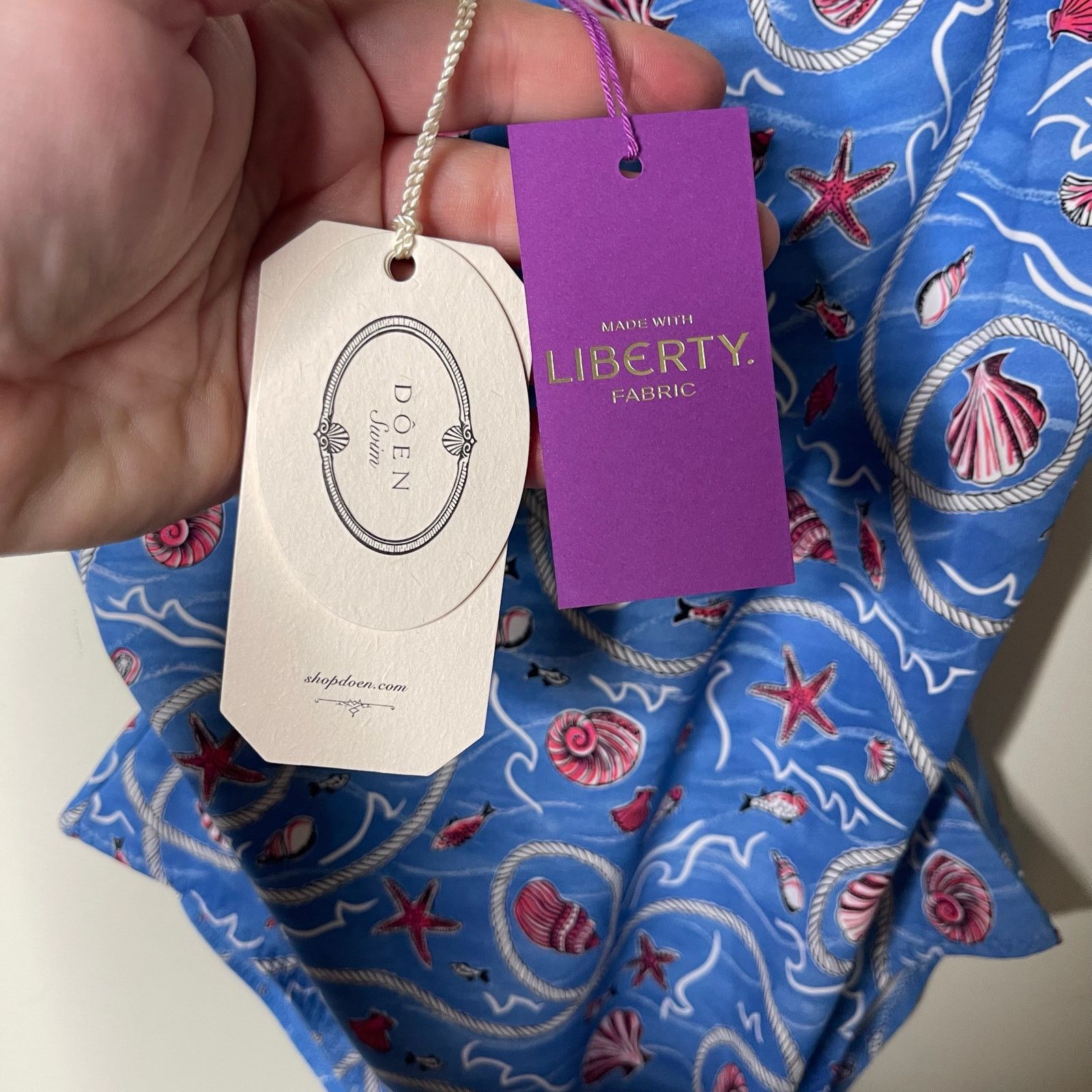 DOEN Doen Marbella maillotone swimsuit blue shell liberty L Size ONE SIZE - 8 Thumbnail
