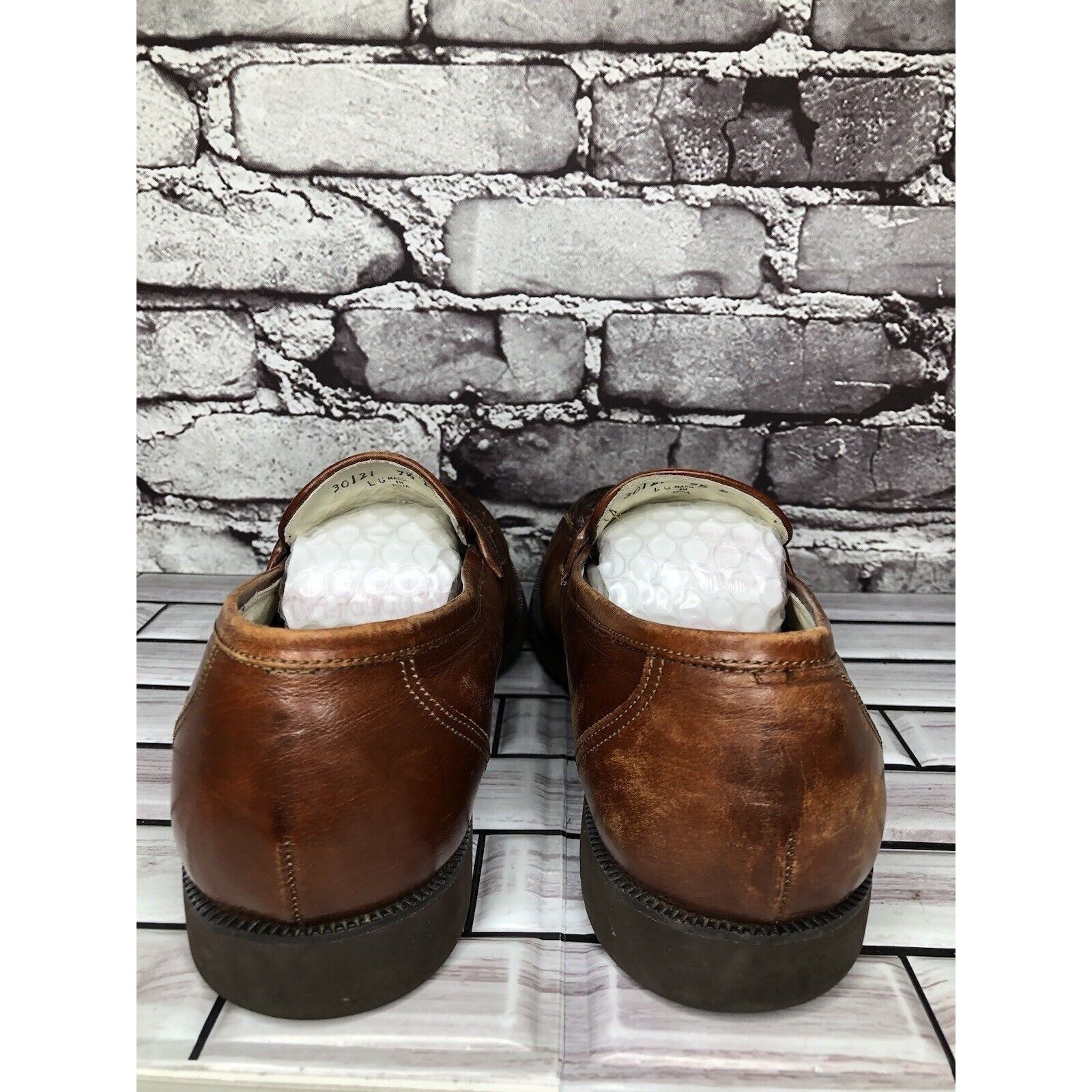 Florsheim Florsheim Vibram Brown Leather Woven Hand Sewn Dress Loafers Size US 9.5 / EU 42-43 - 3 Thumbnail