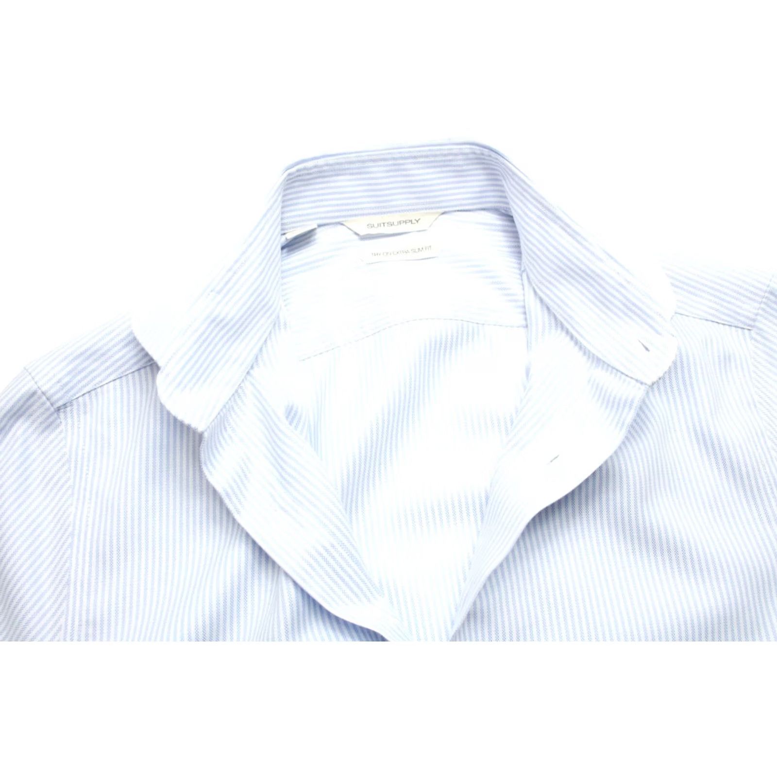 Suitsupply Suitsupply Dress Shirt Pinstriped Extra Slim Fit Men's 37 / 14 1/2 Blue White, Button-Up, Formal, Business Size 36R - 3 Thumbnail