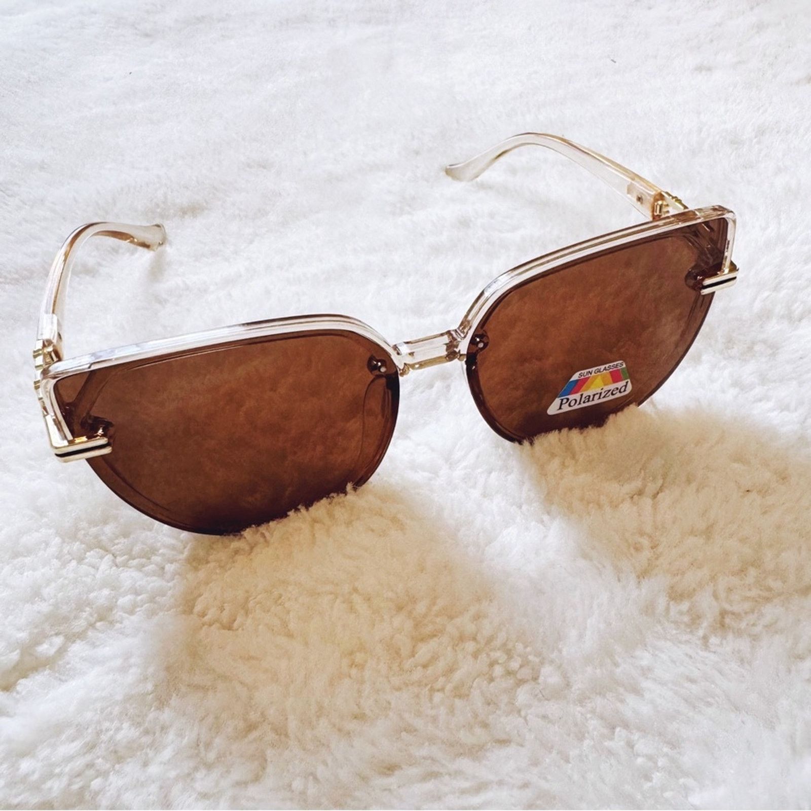 Other Genevieve Light Brown Rimless Polarized Sunglasses Size ONE SIZE - 6 Thumbnail