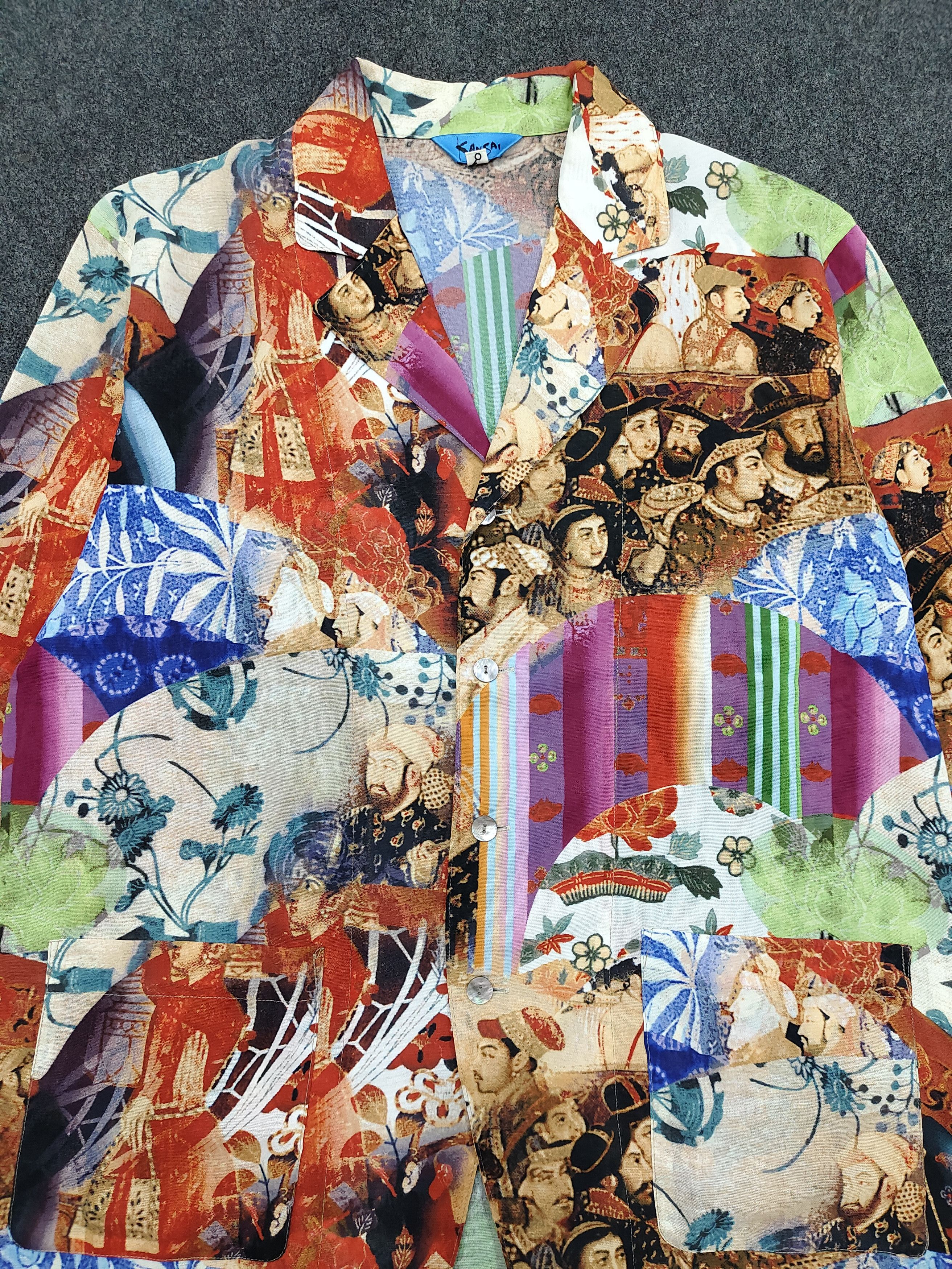 Kansai Yamamoto ARCHIVE📕80s Kansai AOP Historical Portrait Mosaic Art Jacke Size US L / EU 52-54 / 3 - 2 Thumbnail