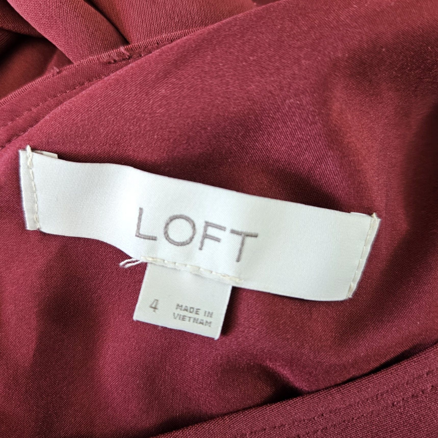 Loft LOFT Ann Taylor Womens Dress Solid Wine Red Tie Back Size 4 A-Line Short 35" 18" Zip Red Womens Size S / US 4 / IT 40 - 5 Thumbnail