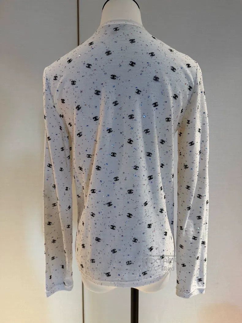 Chanel Chanel White sequins full of logo full of stars long sleev Size XS / US 0-2 / IT 36-38 - 2 Thumbnail