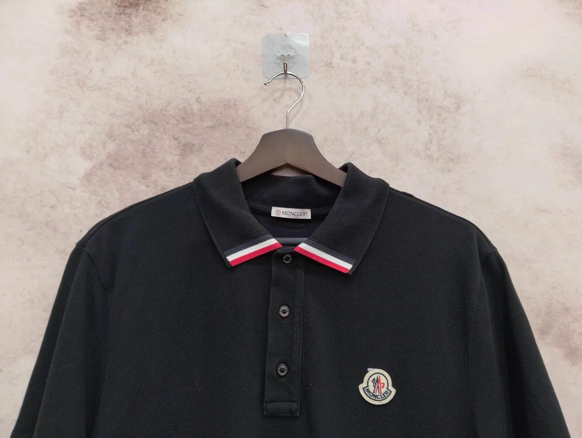 Moncler Black Short-Sleeve Polo Shirt with Striped Trim Size US L / EU 52-54 / 3 - 7 Thumbnail