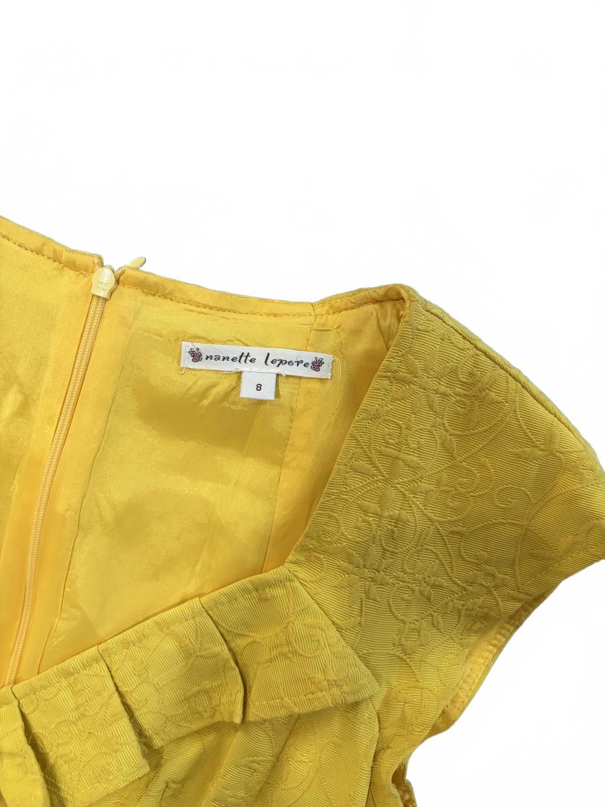 Other Nanette Lepore Mustard Yellow Textured Cap Sleeve Dress sz 8 Size M / US 6-8 / IT 42-44 - 4 Thumbnail