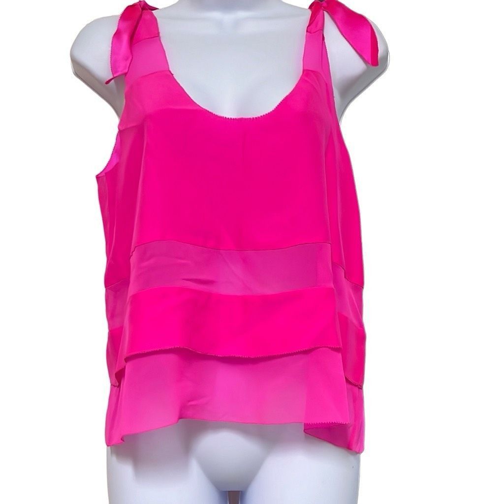 Parker Parker Womens Size Small 100% Silk Tank Top Pink Tie Straps Size S / US 4 / IT 40 - 1 Thumbnail