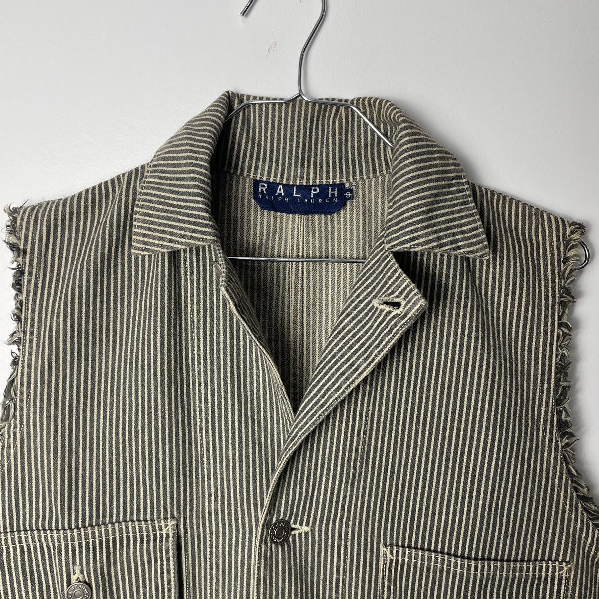 Ralph Lauren Vintage RL Polo Hickory Work Chore Jacket Cut Out Sleeves Size US M / EU 48-50 / 2 - 3 Thumbnail