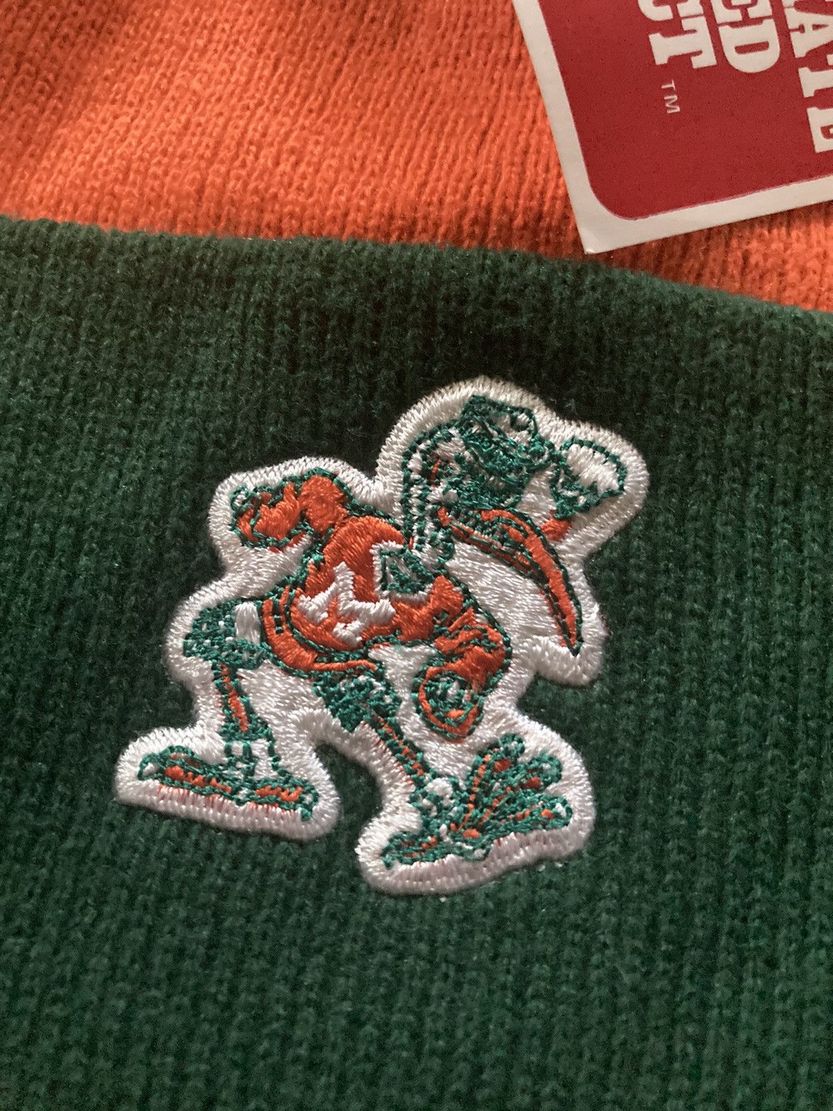 NCAA × Vintage Vintage 90s Miami Hurricanes NCAA Beanie Knit Hat Orange Size ONE SIZE - 2 Thumbnail