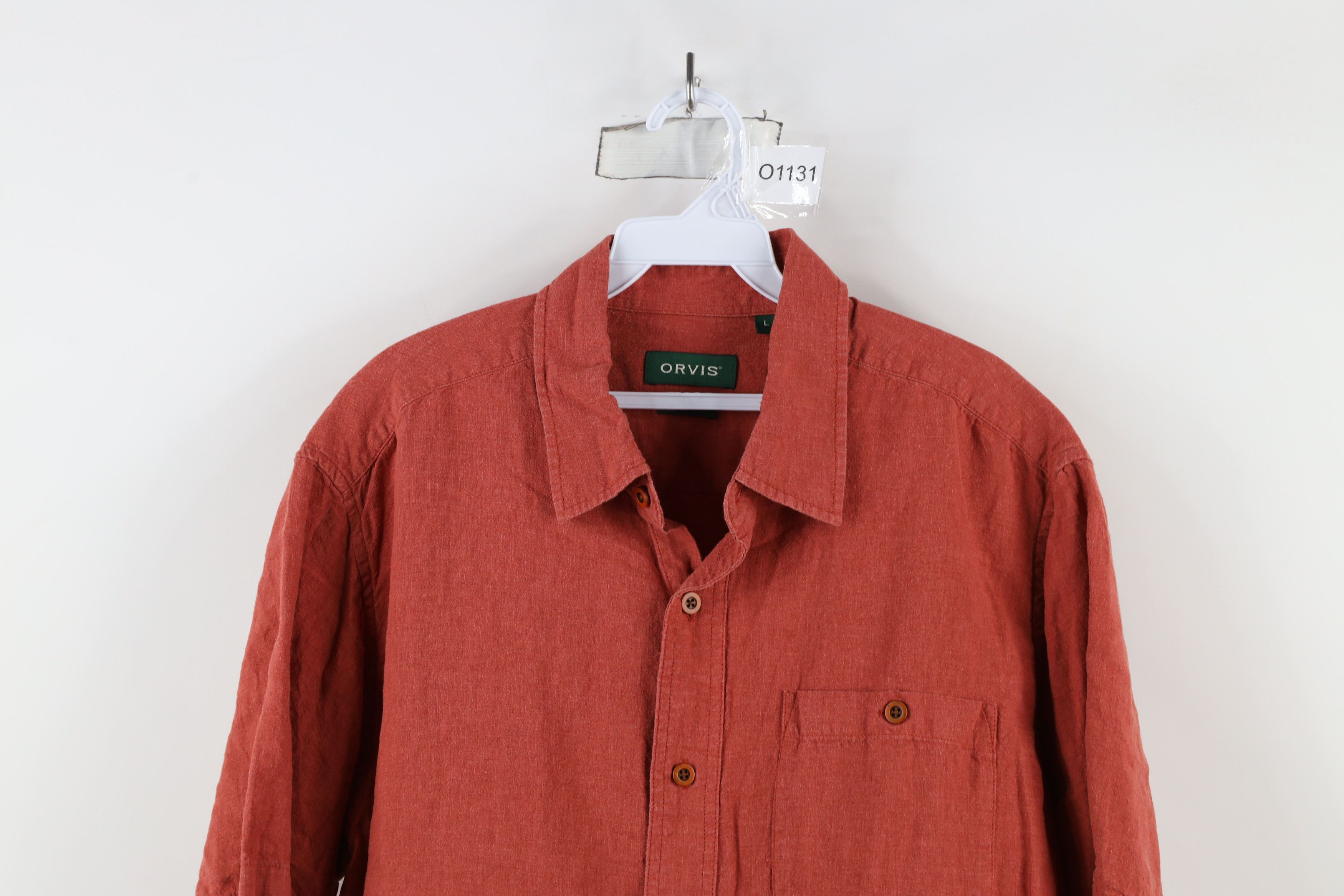 Orvis × Vintage Vintage Orvis Blend Short Sleeve Button Shirt Reddish Orange Size US L / EU 52-54 / 3 - 2 Thumbnail
