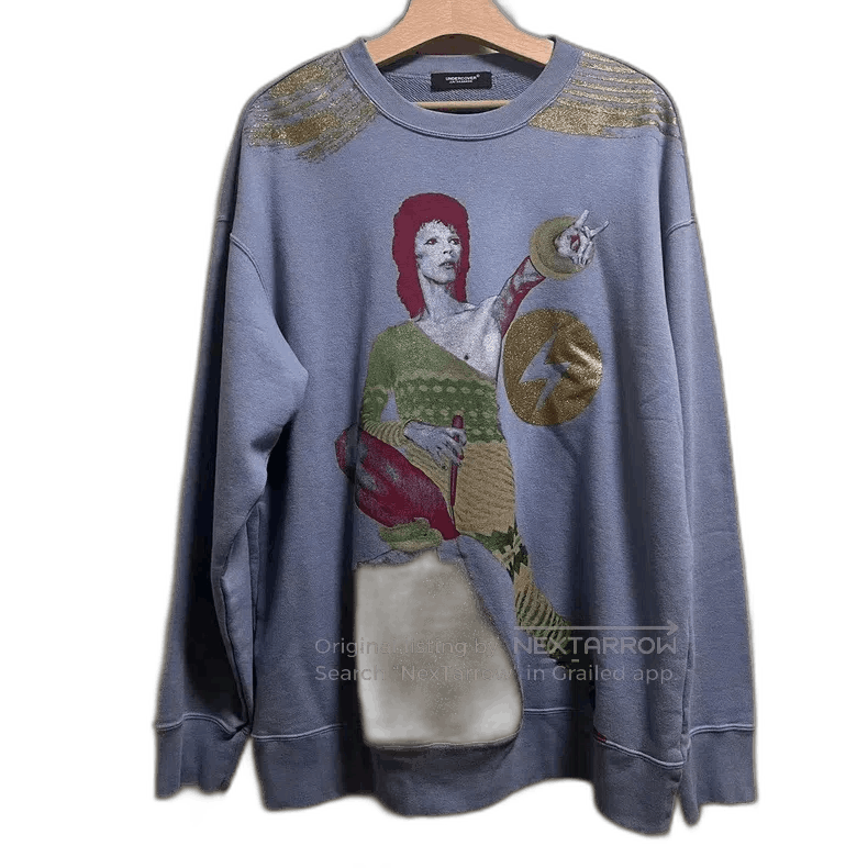 david bowie graphic sweatshirt in blue.