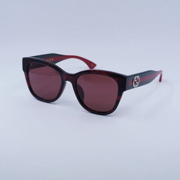 Gucci GG1866SK 003 Sunglasses Shiny Burgundy Havana Square