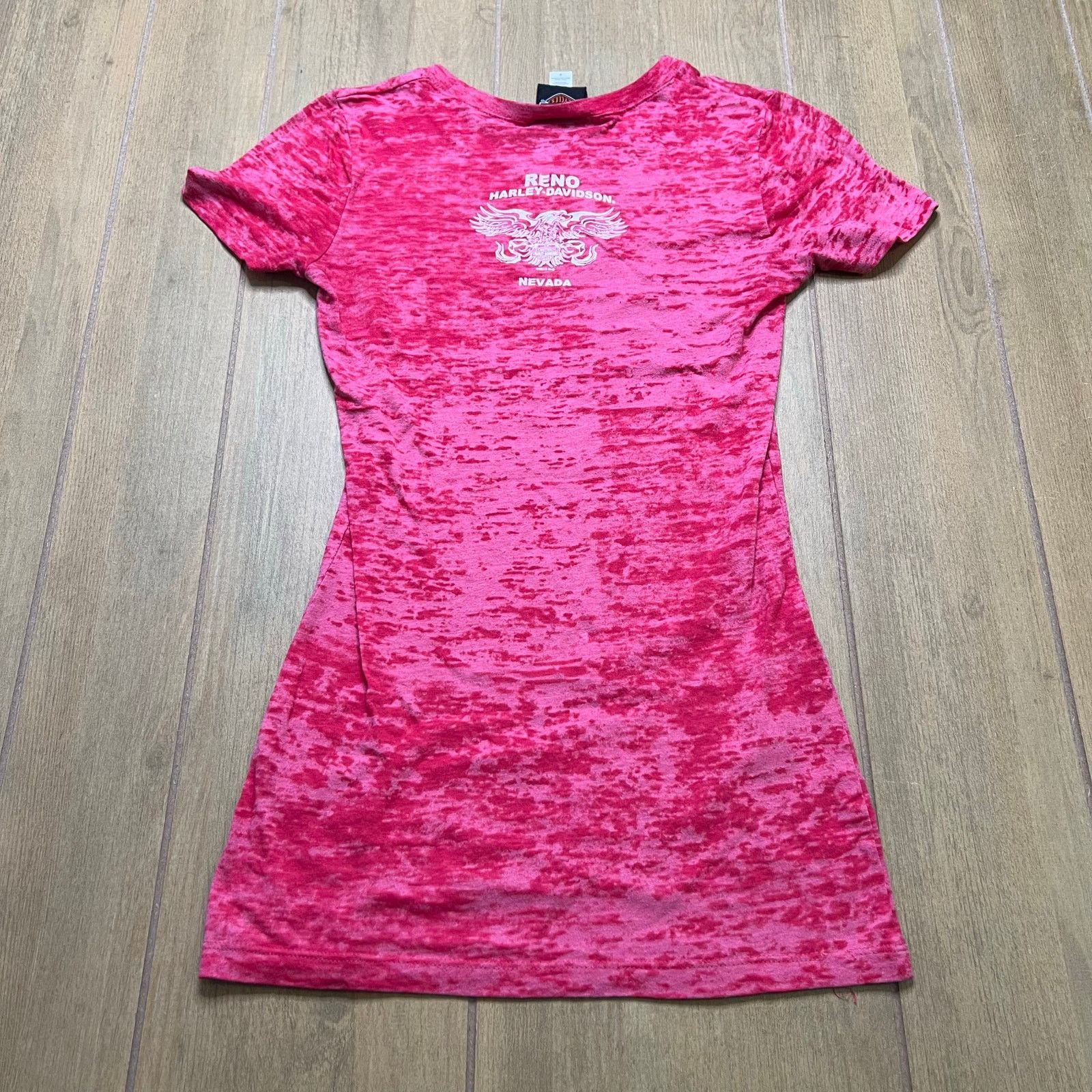 Harley Davidson Vintage Harley-Davidson pink burnout USA Women Sz Small Y2K Size S / US 4 / IT 40 - 6 Thumbnail