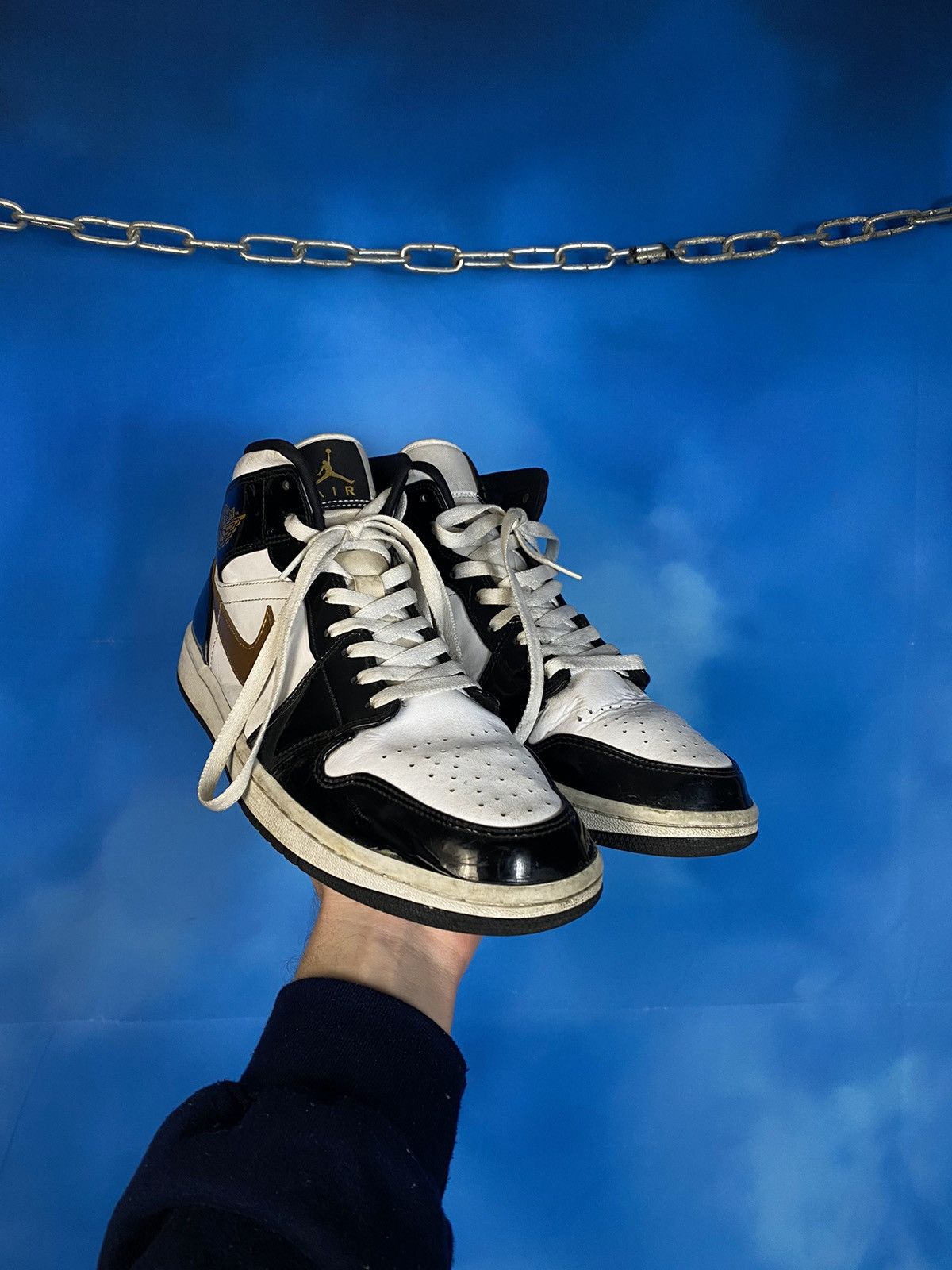 Nike ✨Nike Air Jordan Metallic 1 SE Gold Patent Black White Size US 9 / EU 42 - 1 Thumbnail